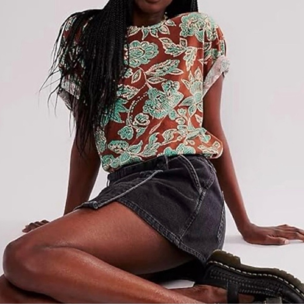 NWOT Free People We The Free Nina Printed Tee - Picture 1 of 6